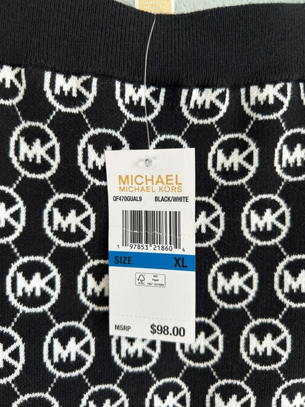 NWT Michael Kors Black and White Logo Knit Pencil Skirt